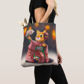 Tote Bag Danseur de chat japonais en costume traditionnel (De près)
