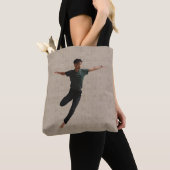 Tote Bag Danseuse à mi-tour sur arrière - plan beige (De près)