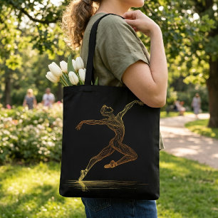 Tote Bag Danseuse de ballet d'art en ligne dorée Illustrati