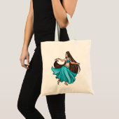 Tote Bag Danseuse orientale ventre sarcelle (Devant (produit))