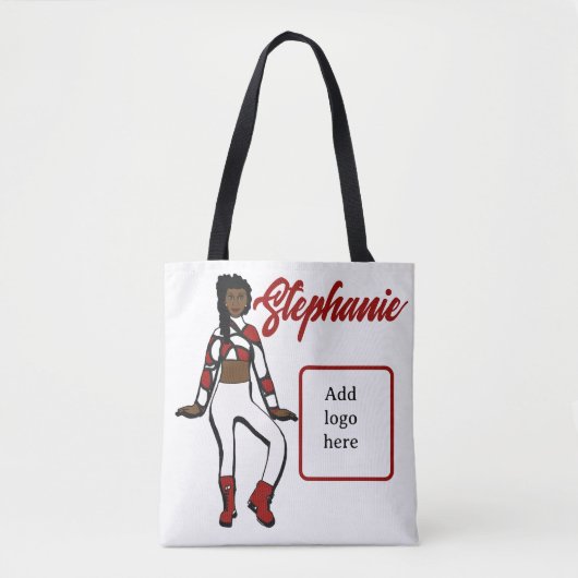 Tote Bag Danseuse personnalisée Fourre-tout (Blanc rouge) (Devant)