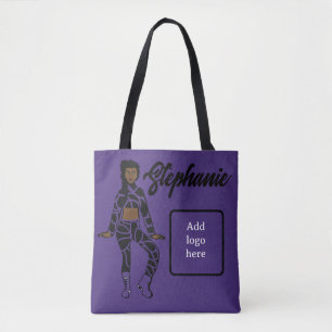 Tote Bag Danseuse personnalisée Fourre-tout (noir violet)