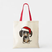 Tote Bag Dapple Merle Dachshund Père Noël Cute Dog Custom (Dos)
