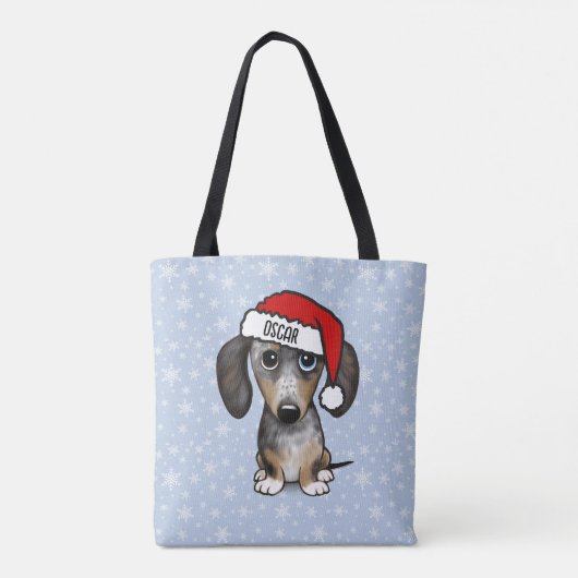 Tote Bag Dappy Dachshund Père Noël Cute Wiener Dog (Dos)