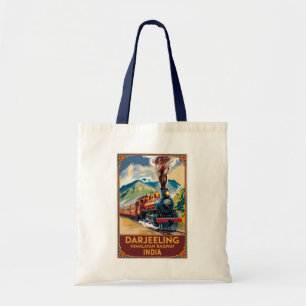 Tote Bag Darjeeling Inde Train Peintre Voyage Art Retro