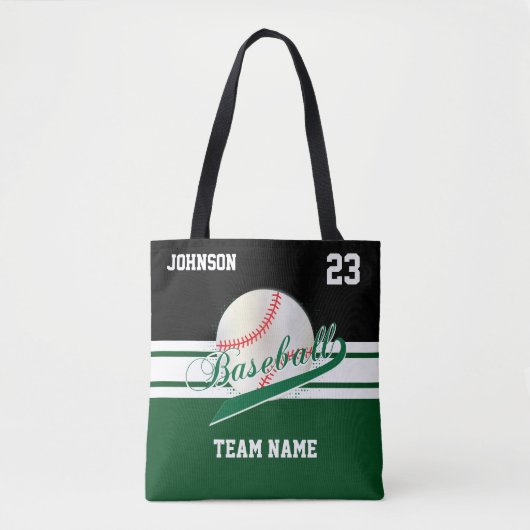 Tote Bag Dark Green et Black pour une équipe de baseball (Devant)