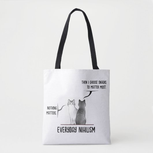 Tote Bag Dark Humor Cat Everyday Nihilism Quote Introvert (Devant)