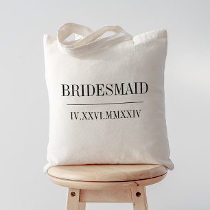 Tote Bag Date en chiffres romains Demoiselle d'honneur Fête