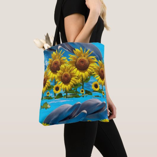 Tote Bag Dauphin de tournesol Fourre-tout (De près)