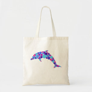 Tote Bag Dauphin point coloré animal marin abstrait