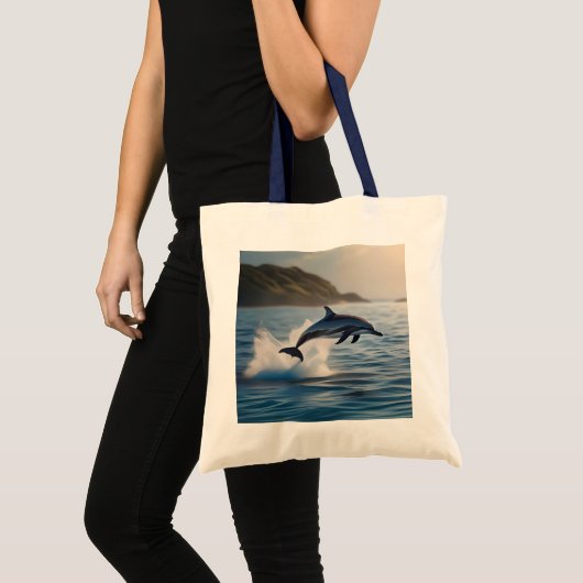 Tote Bag Dauphin Solitaire Qui S'Éclatait Dans L'Océan, (Devant (produit))