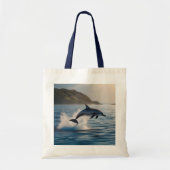 Tote Bag Dauphin Solitaire Qui S'Éclatait Dans L'Océan, (Devant)