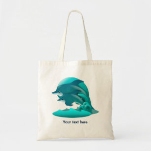 Tote Bag Dauphins bleus bondissants Personnalisés