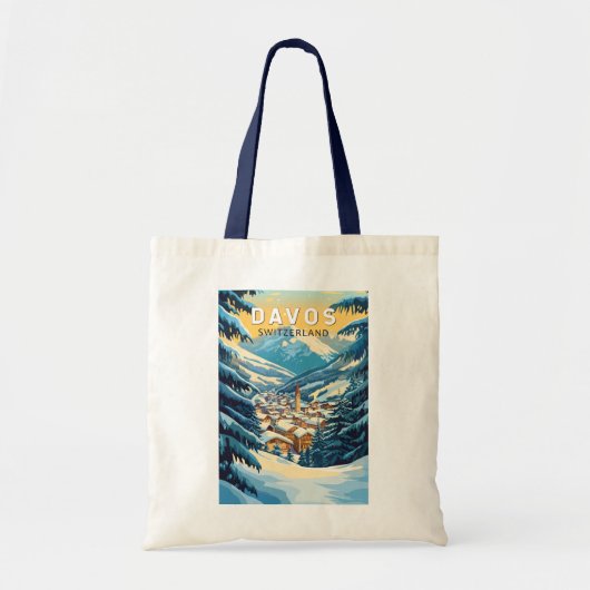 Tote Bag Davos Suisse Travel Art Vintage (Devant)