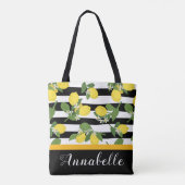Tote Bag De beaux citrons et fleurs personnalisent (Dos)