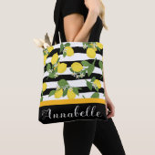 Tote Bag De beaux citrons et fleurs personnalisent (De près)