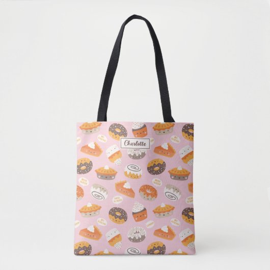 Tote Bag De mignons cupcakes, beignets et tartes rose pâle (Devant)