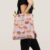 Tote Bag De mignons cupcakes, beignets et tartes rose pâle (De près)