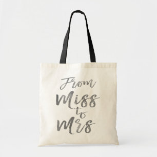 Tote Bag De Miss à Mme Fête des mariées Party Silver Foil