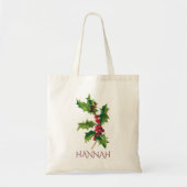Tote Bag Décembre Mois de naissance Fleur Rouge et Vert Hol (Devant)