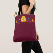 Tote Bag Déchets de peinture amusants violet rouge Monogram (De près)