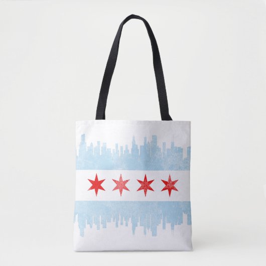 Tote Bag Déchirure du drapeau de Chicago Skyline (Devant)
