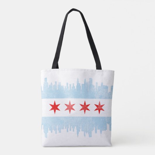 Tote Bag Déchirure du drapeau de Chicago Skyline (Dos)