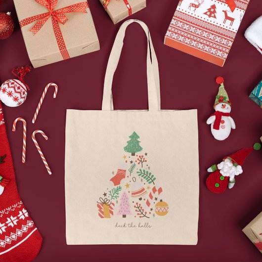 Tote Bag Deck des Halls Décoration des arbres de Noël