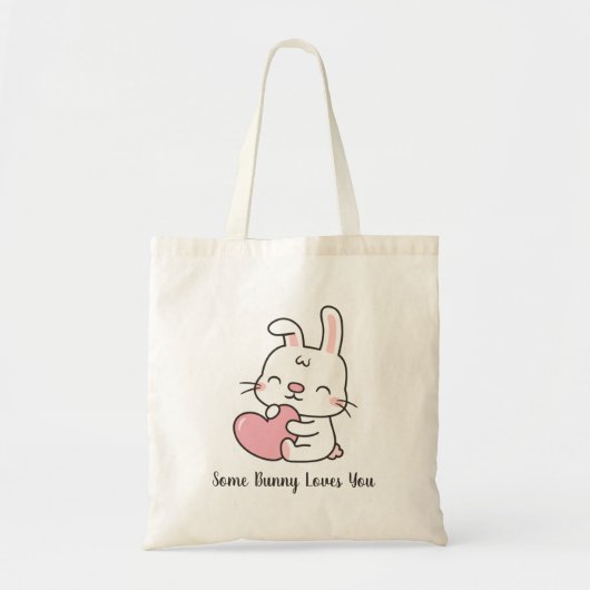 Tote Bag Déclaration d'amour mignonne, un certain lapin t'a (Devant)