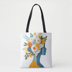 Tote Bag Déclaration de mode florale en style papercut