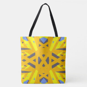Tote Bag Déco géométrique Abstraite vibrante en gris jaune