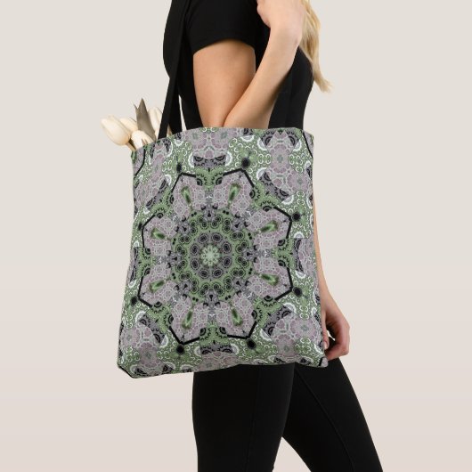 Tote Bag Déco noir gris vert gris abstrait (De près)