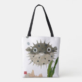 Tote Bag Décolleur, Blowfish, poisson, créature de mer (Dos)
