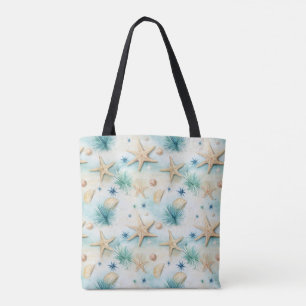 Tote Bag Décor côtier étoile de mer et coquillages inspirés