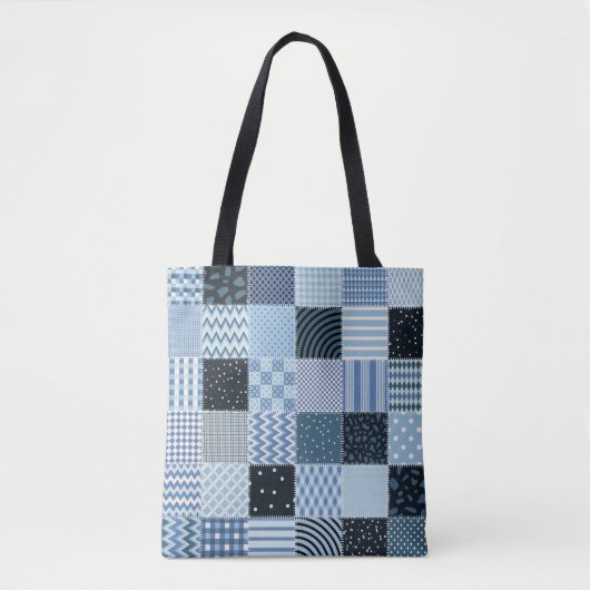 Tote Bag Décor de courtepointe, patchwork géométrique, tons (Devant)