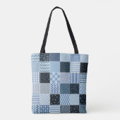 Tote Bag Décor de courtepointe, patchwork géométrique, tons (Dos)