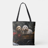 Tote Bag Décor de Noël Cockapoo Snowy Sleigh (Dos)