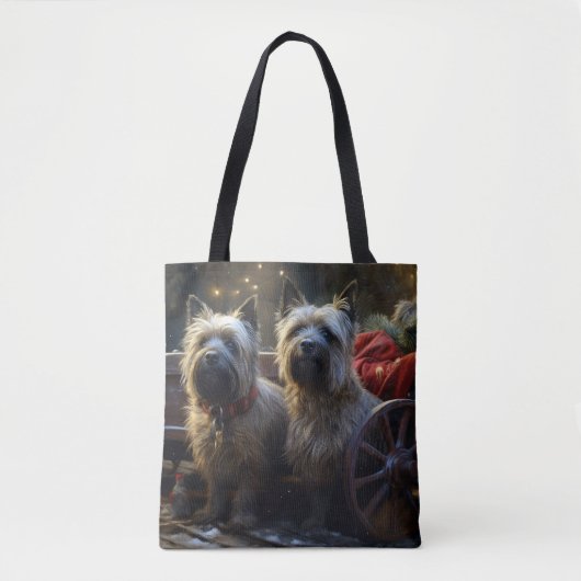 Tote Bag Décor de Noël de Cairn Terrier Snowy Sleigh (Devant)