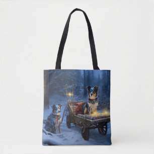 Tote Bag Décor de Noël de l'hélier bleu neige