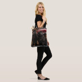 Tote Bag Décor de Noël de Terre-Neuve Snowy Sleigh (Sur le modèle)