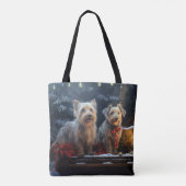 Tote Bag Décor de Noël de Terrier australien Snowy Sleigh (Dos)