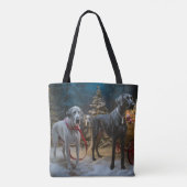 Tote Bag Décor de Noël du grand Dane Snowy Sleigh (Dos)