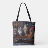 Tote Bag Décor de Noël du Maine Coon Snowy Sleigh (Dos)