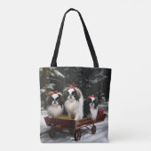 Tote Bag Décor de Noël japonais Chin Snowy Sleigh (Dos)