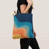 Tote Bag Décor de style rétro des vagues (De près)