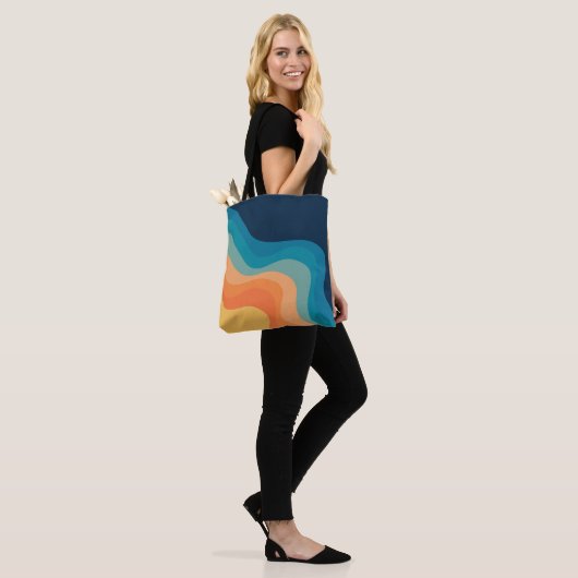Tote Bag Décor de style rétro des vagues (Sur le modèle)