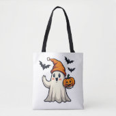 Tote Bag Décor d'Halloween avec Casquette de glace orange (Devant)