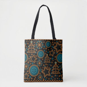 Tote Bag Décor ornemental de Noël joyeux noir