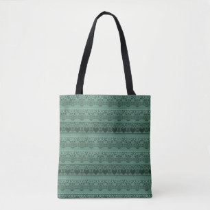 Tote Bag Décor vert dentelle vintage