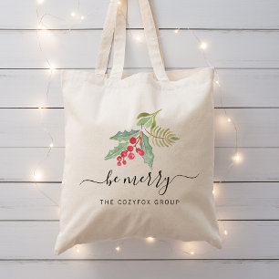 Tote Bag Décoration de Noël pour entreprise à l'aquarelle a